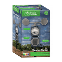 5-in-1 weather station kit retail box with anemometer, rain gauge, thermometer