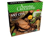 Ant habitat kit box with Australian Geographic branding and terrarium scene
