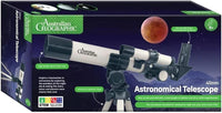 Astronomical telescope 40 mm on retail box, tripod stand and eyepiece shown