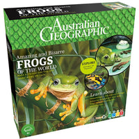 Frogs educational book set in green illustrated box with frog character and graphics