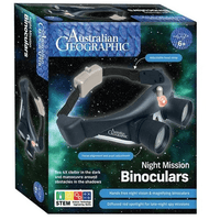 Night Mission binoculars retail box with Australian Geographic branding and product artwork