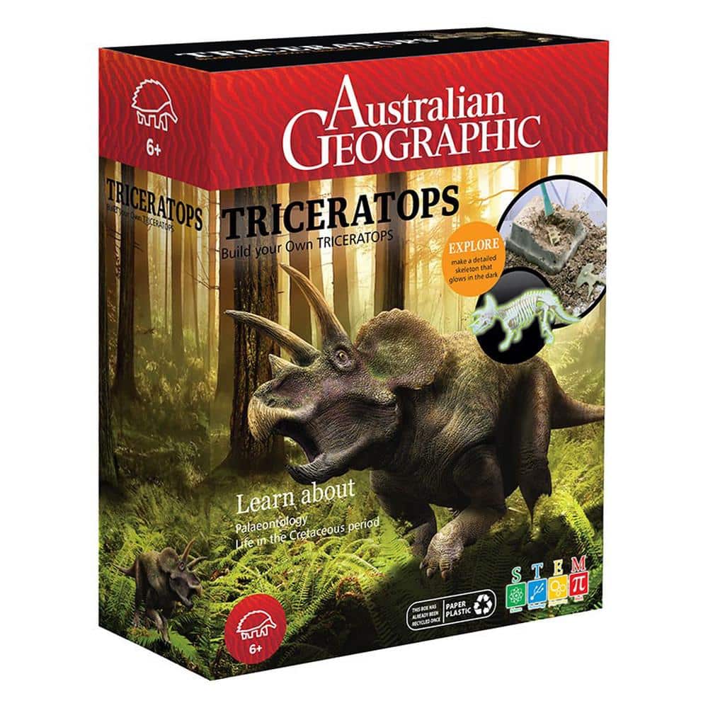 Australian Geographic triceratops fossil dig kit box for ages 6+