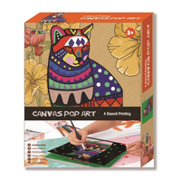 Canvas pop art kit with colorful cat artwork on the box front