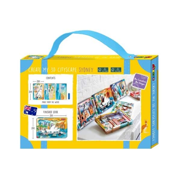 Sydney-themed 3D cityscape craft kit in colorful carry box with blue handle
