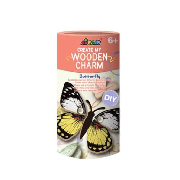 DIY wooden butterfly charm kit with hanging string and pieces
