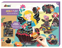 Scratch art joint puppet set with fairy characters and garden scenes, age 5+