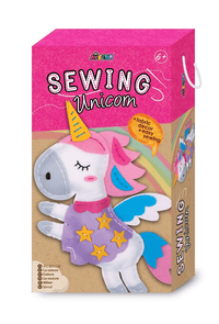 Unicorn sewing craft kit box with felt pieces and star decorations