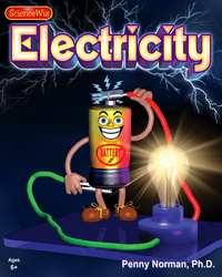 Electricity experiment science kit cover with smiling battery character
