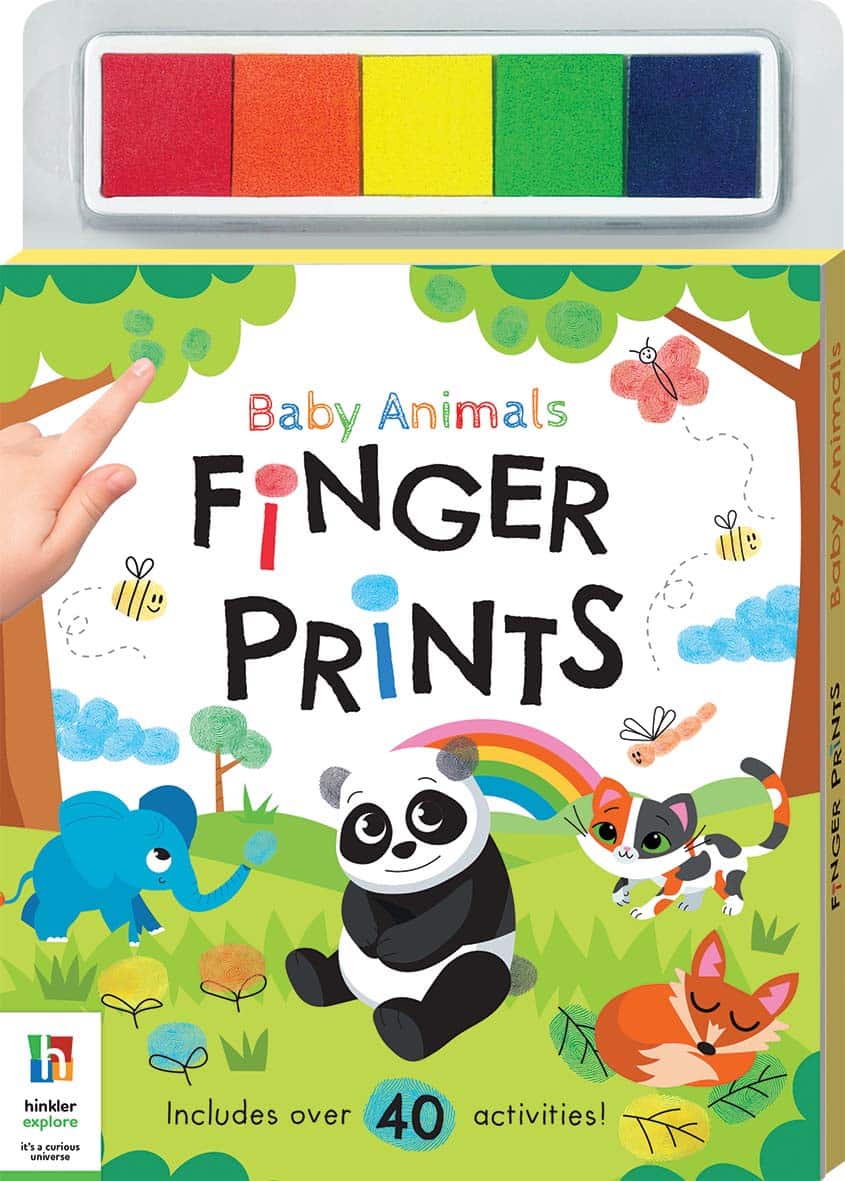Baby Animals Finger Prints activity book with colorful animal finger print illustrations Hinkler