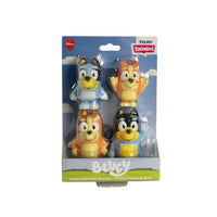 Bluey bath squirter 4 pack blister card with four character figure toys
