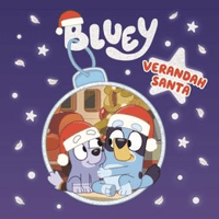 Bluey Verandah Santa character graphic with three figures and festive hat