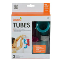 Bath toy tube set in retail box with teal and magenta suction pieces