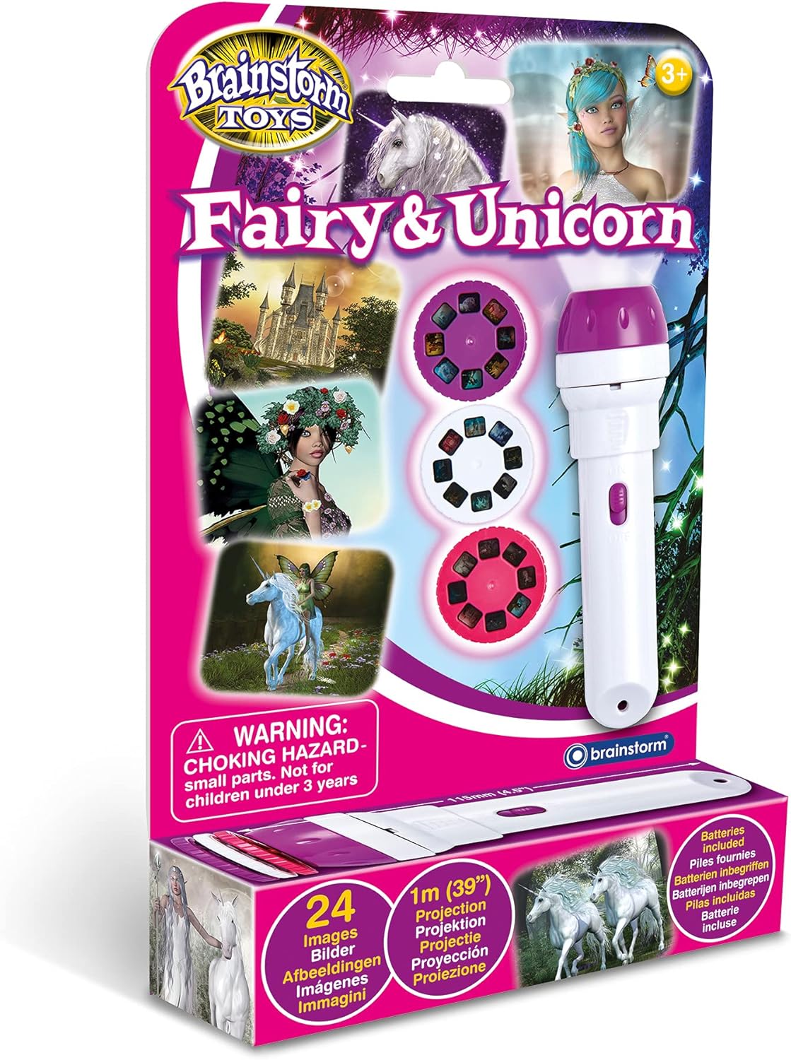 Fairy & unicorn torch projector kit in retail box with slide disc images