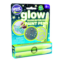 Glow-in-the-dark paint pens package showing two lime pens and star design