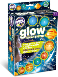 Glow solar system light-up planet set in retail box, planets labeled on blue cover