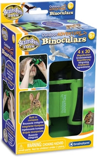 Outdoor Adventure Binoculars toy box, green and black binoculars with neck strap