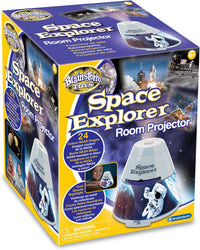 Space Explorer room projector retail box with white dome and astronaut graphic