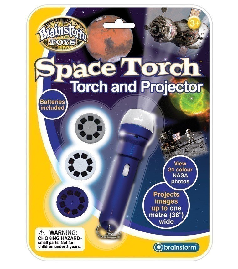 Brainstorm Space Torch projector toy, blue torch with three light buttons