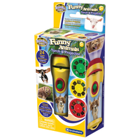 Funny Animals torch and projector toy box with colorful animal disc graphic window