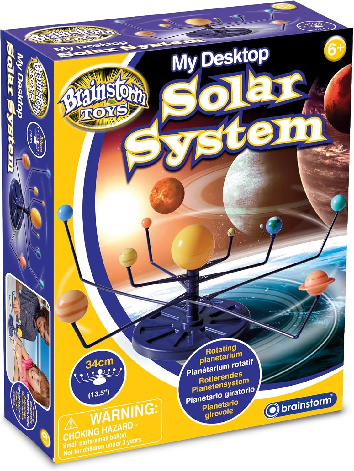 Brainstorm Toys desktop solar system kit box with planet model and rotating label