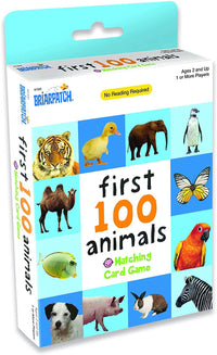 Briarpatch First 100 animals matching card game box with animal and butterfly graphics