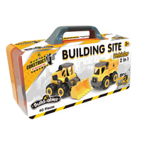 Building site vehicles 2-in-1 toy set box, two yellow construction vehicles