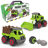 Green and gray 2-in-1 farm vehicles with detachable bucket and spare parts