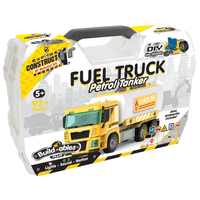 Fuel truck petrol tanker building set box with yellow gasoline tanker truck and 92+ pieces