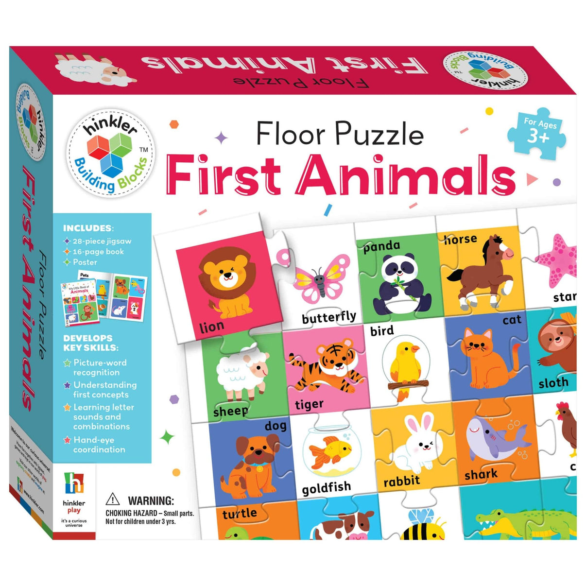 Boxed floor puzzle set showing First Animals tile images