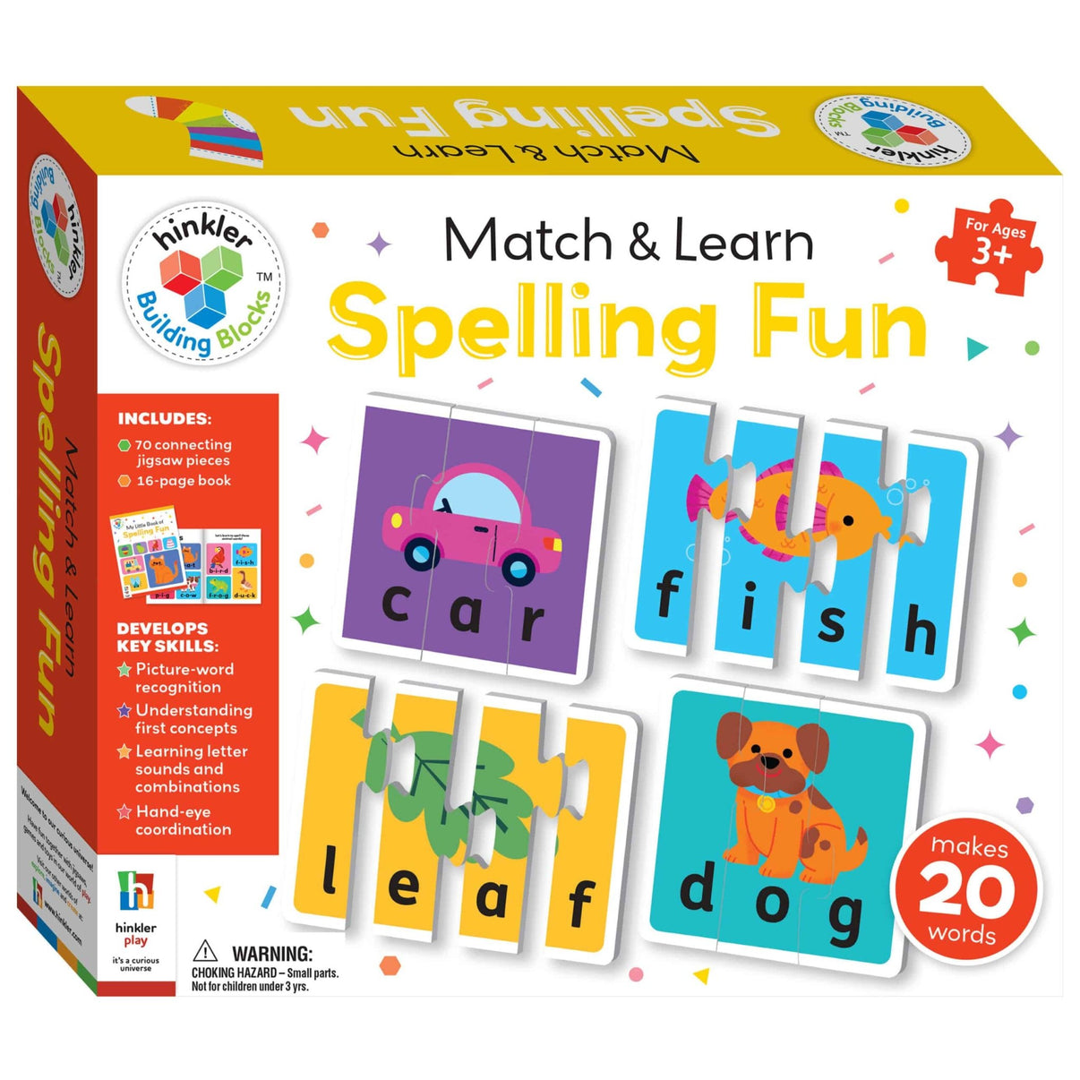 Match & Learn Spelling Fun learning set box front with word tiles for kids