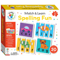 Match & Learn Spelling Fun learning set box front with word tiles for kids