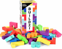 Colorful BUILDZI block building game set with plastic blocks and boxed pieces