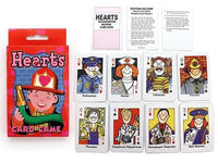 Hearts card game set with red character-themed face cards and boxed deck