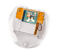 Front view of clear DIY virtual pet device showing 'Pingo Snack' screen