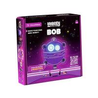 Robot mini-kit box with purple space-themed Bob robot illustration