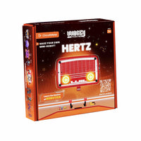 Robot building kit box with orange and black artwork and HERTZ mini-robot design