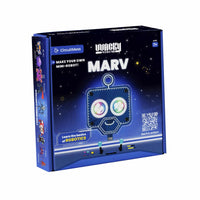 CircuitMess robotics mini robot kit box with blue Marv artwork and glowing eye buttons