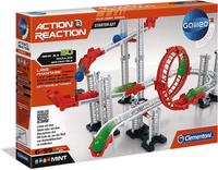 Action Reaction starter set with track rails, red launcher, and red wheel ring