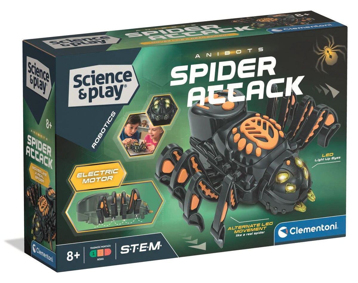 Clementoni Science & play Spider Attack AniBots STEM spider robot toy box, LED