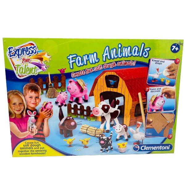 Farm Animals Express your Talent kit box with farm barn scene and animal figures
