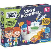 Science Apprentices science kit box with colorful lab tools and 5+ age mark