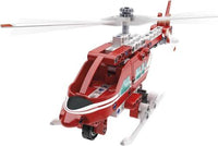 Clementoni fire-fighting helicopter build set, red mechanics model with rotors