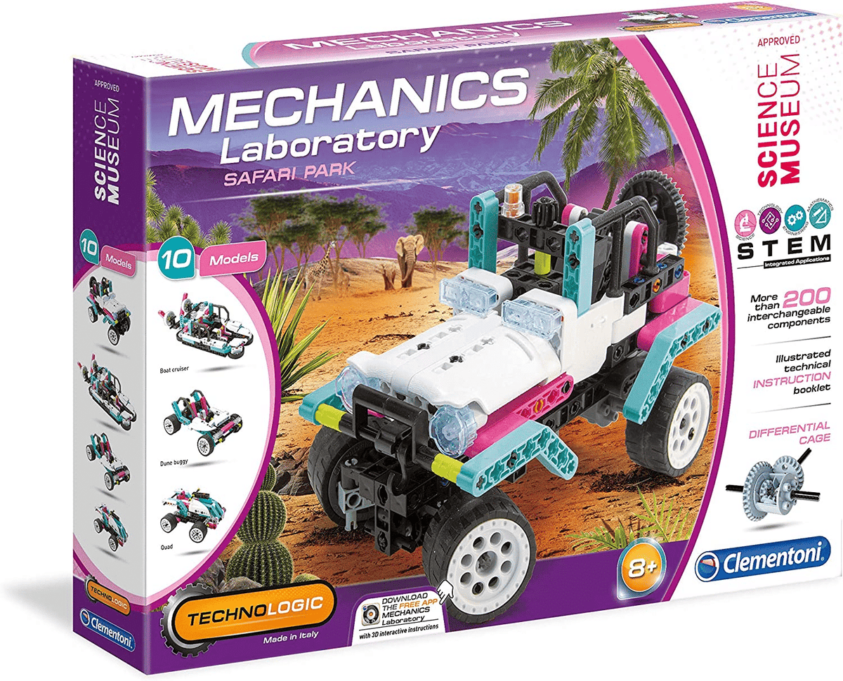 Science mechanics Jeep safari building set box with pink and black jeep artwork