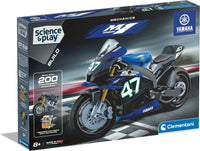 Mechanics build kit box with blue-and-black Yamaha M1 motorcycle illustration