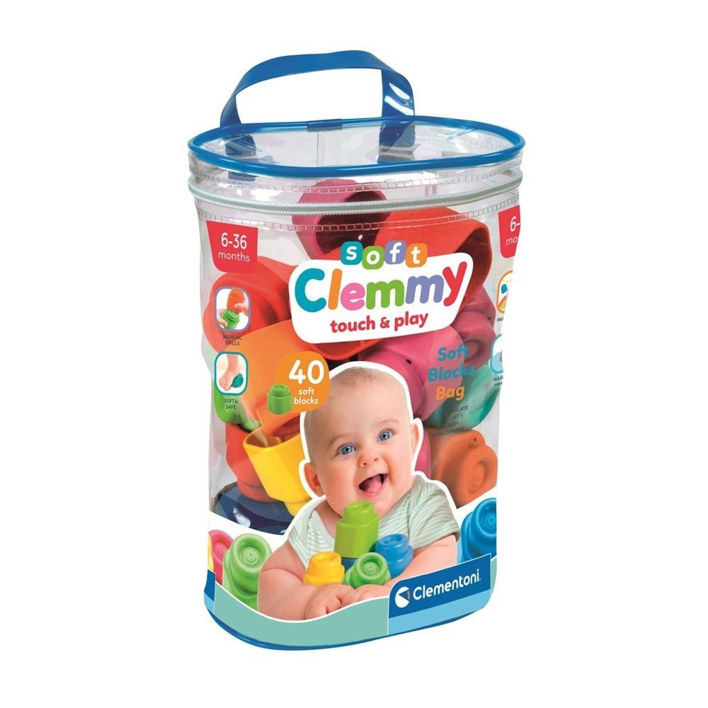 Soft block set container with 40 colorful Clemmy blocks