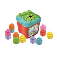 Soft sensory bucket with colorful soft blocks and dinosaur lid detail