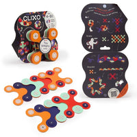 Magnetic space toy set with colorful disk pieces and a dark display card