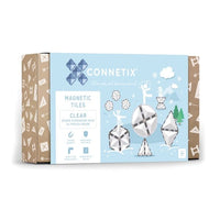 Clear magnetic tile expansion pack box with transparent shape pieces, 24 pc