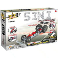 5-in-1 multi vehicle metal construction set box with red and gray vehicle models
