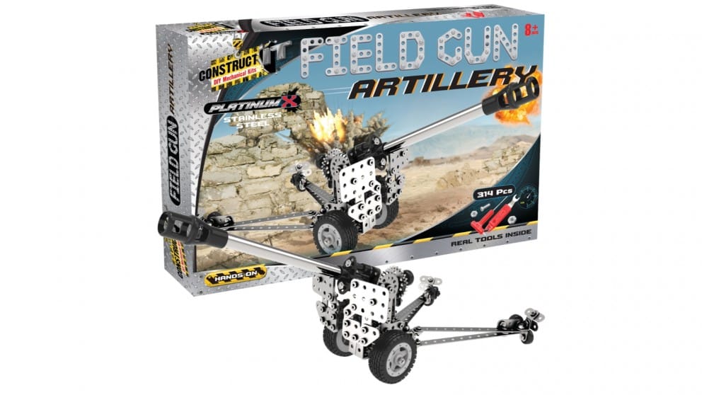 Field gun artillery building set box, 314 pcs, 8+.